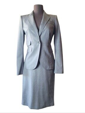 Banana Republic Classic Gray Pinstripe Women's Suit Jacket & Skirt 2/4 XS/S